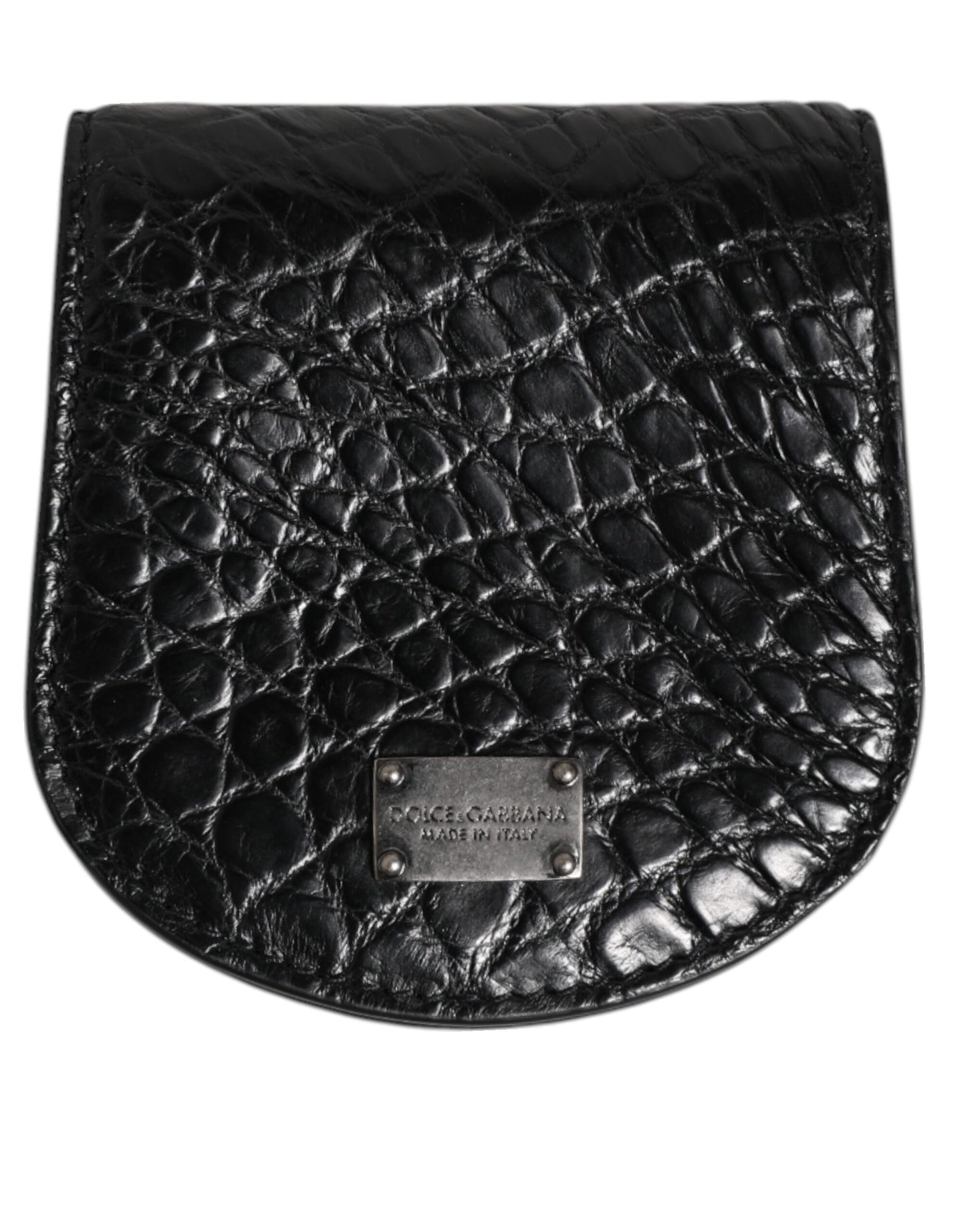 Étui à préservatifs en cuir exotique noir Dolce &amp; Gabbana avec porte-monnaie et portefeuille de poche