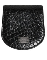 Étui à préservatifs en cuir exotique noir Dolce &amp; Gabbana avec porte-monnaie et portefeuille de poche