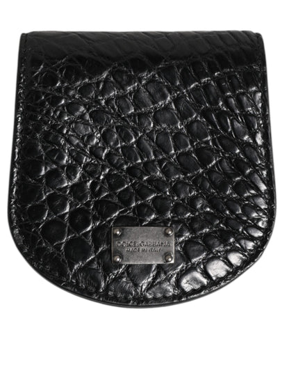 Étui à préservatifs en cuir exotique noir Dolce &amp; Gabbana avec porte-monnaie et portefeuille de poche