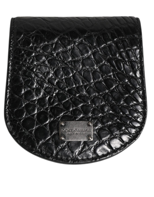 Étui à préservatifs en cuir exotique noir Dolce &amp; Gabbana avec porte-monnaie et portefeuille de poche
