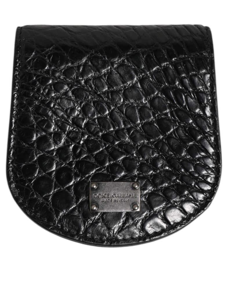 Étui à préservatifs en cuir exotique noir Dolce &amp; Gabbana avec porte-monnaie et portefeuille de poche