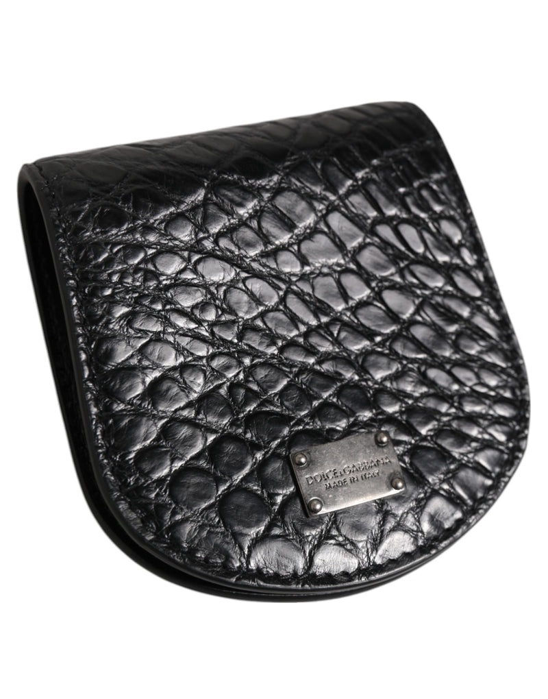 Étui à préservatifs en cuir exotique noir Dolce &amp; Gabbana avec porte-monnaie et portefeuille de poche