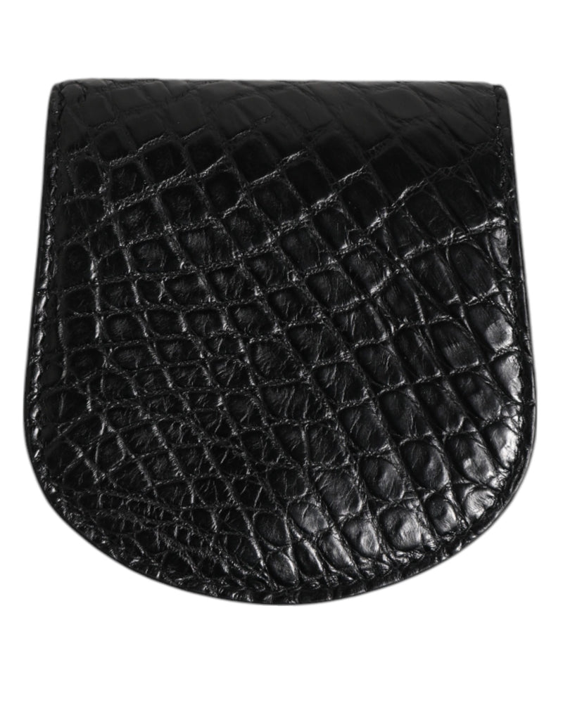 Étui à préservatifs en cuir exotique noir Dolce &amp; Gabbana avec porte-monnaie et portefeuille de poche