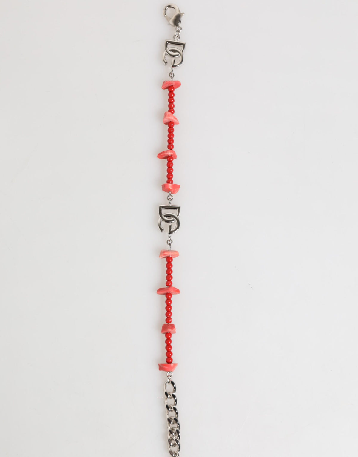 Bracelet Dolce & Gabbana pour homme en laiton argenté avec perles et résine et logo DG
