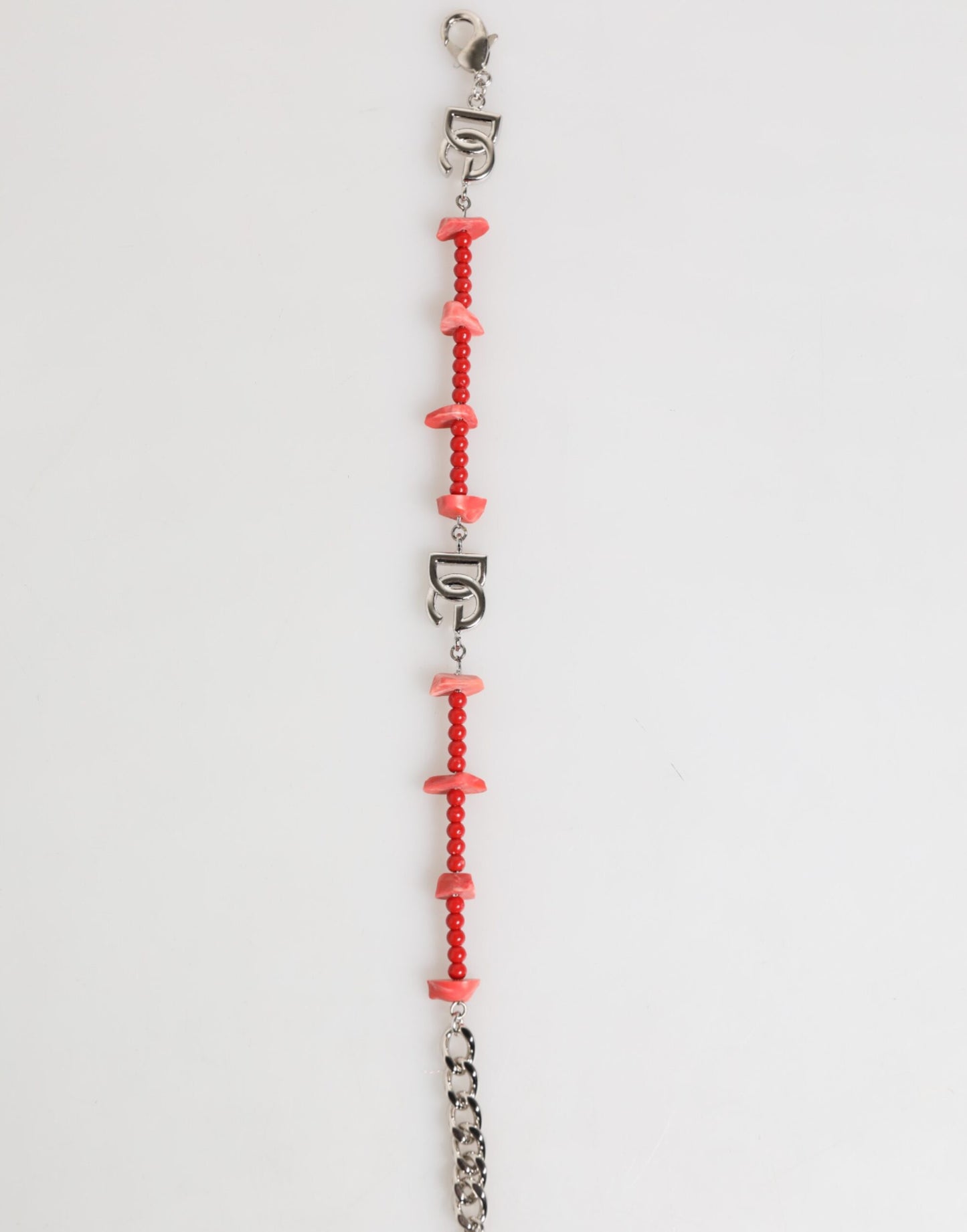 Dolce &amp; Gabbana Zilverkleurige Messing Kralen Hars DG Logo Ketting Herenarmband