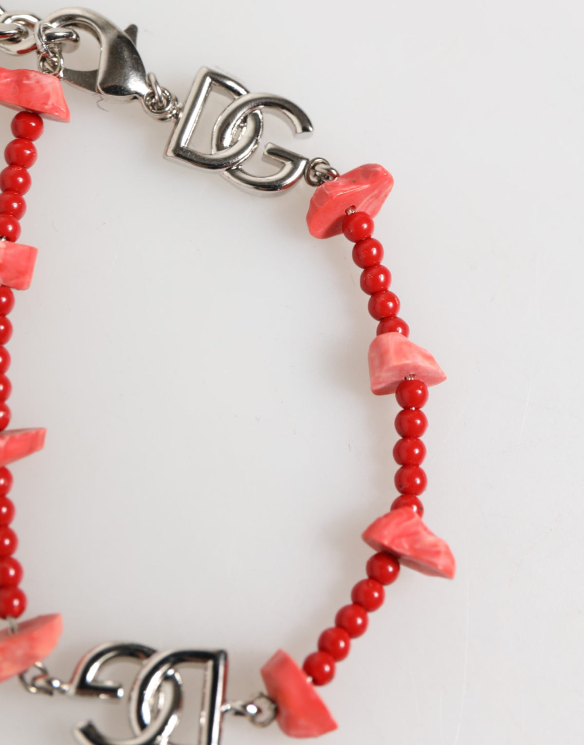 Bracelet Dolce & Gabbana pour homme en laiton argenté avec perles et résine et logo DG
