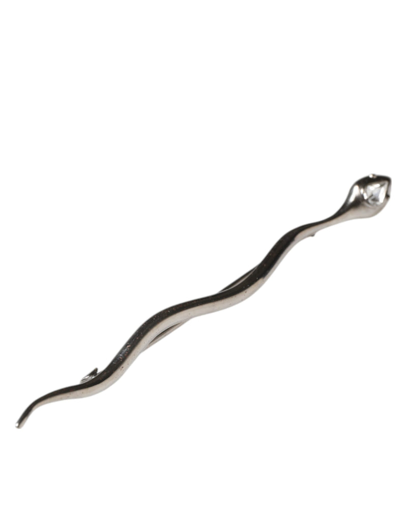 Broche homme Dolce &amp; Gabbana en laiton argenté et cristal Spilla Serpente