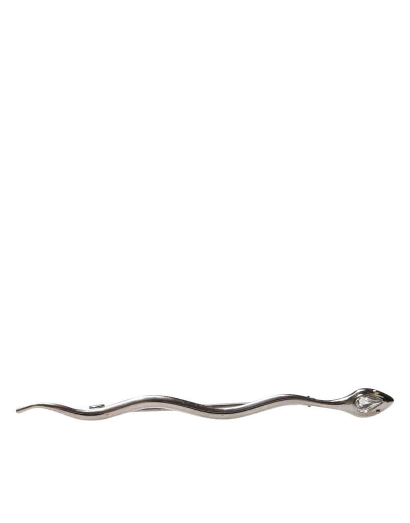 Broche homme Dolce &amp; Gabbana en laiton argenté et cristal Spilla Serpente