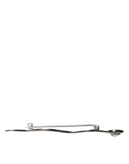 Dolce &amp; Gabbana Zilveren Messing Kristal Spilla Serpente Heren Broche Pin