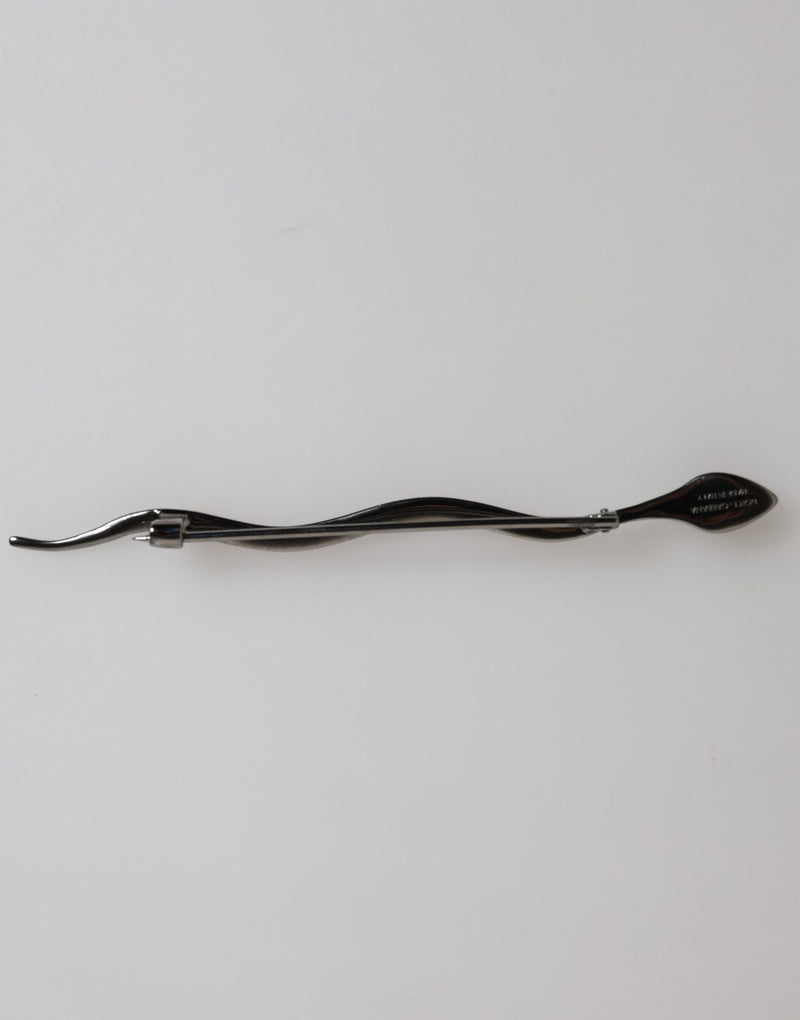 Broche homme Dolce & Gabbana en laiton noir et cristal Spilla Serpente