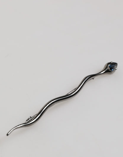 Dolce &amp; Gabbana Zwarte Messing Kristal Spilla Serpente Heren Broche Pin