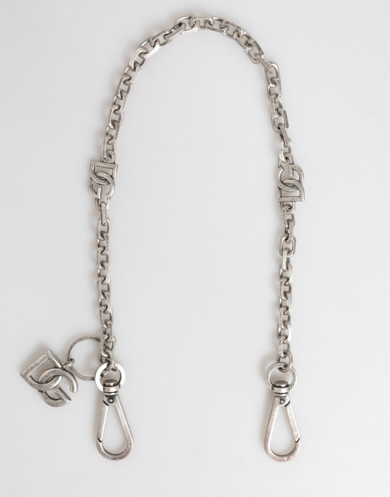Collier Dolce & Gabbana en laiton argenté avec logo DG pour homme
