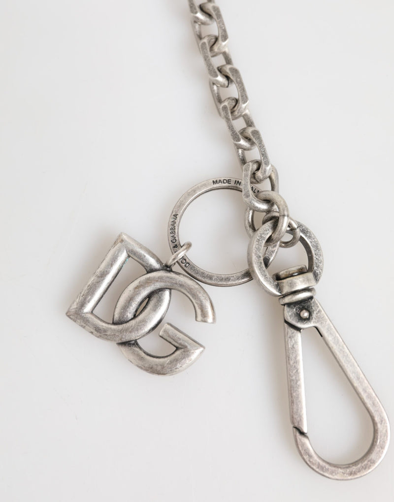 Collier Dolce & Gabbana en laiton argenté avec logo DG pour homme