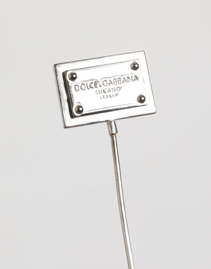 Dolce &amp; Gabbana Zilverkleurige Logo Plaque Revers Heren Accessoire Broche Pin