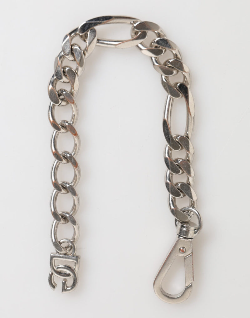 Bracelet Dolce & Gabbana en laiton argenté avec fermoir mousqueton et logo DG