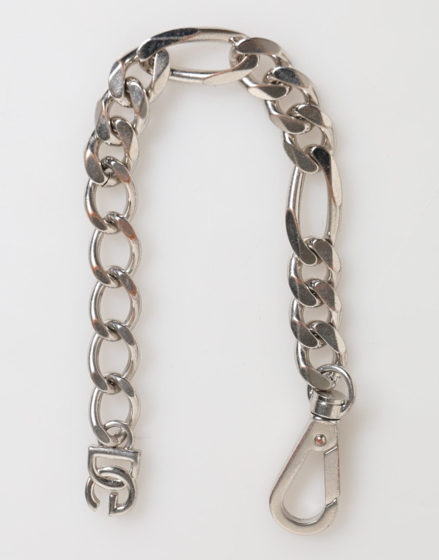 Bracelet Dolce &amp; Gabbana en laiton argenté avec fermoir mousqueton et logo DG