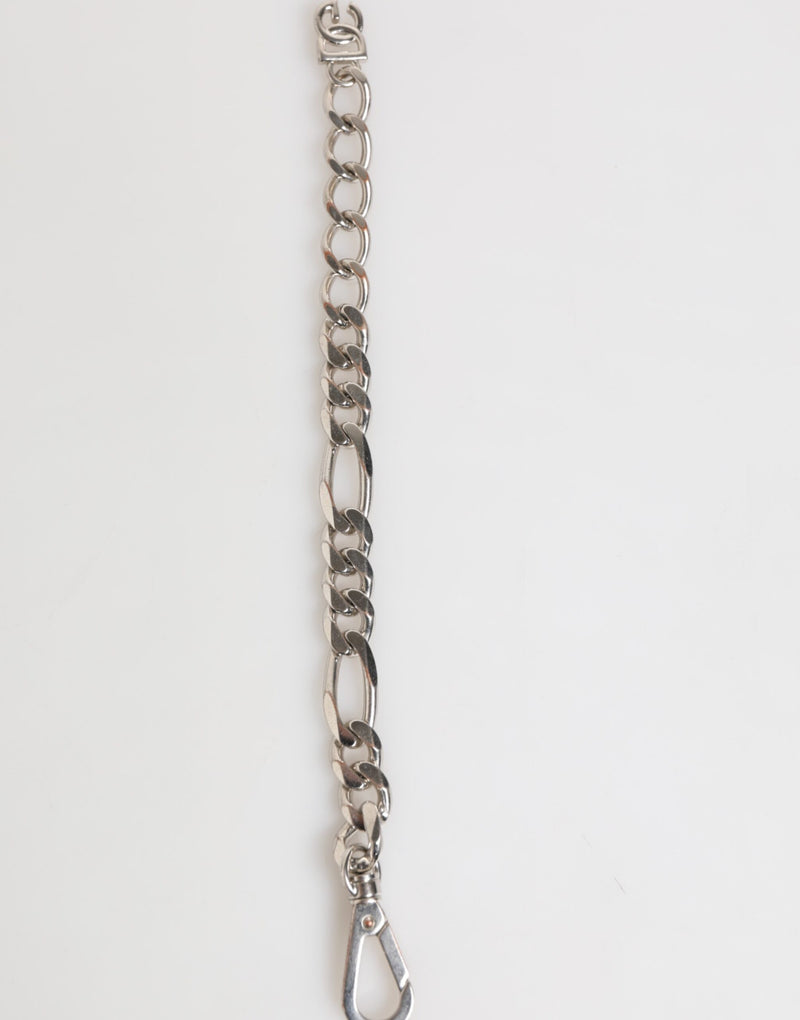 Bracelet Dolce & Gabbana en laiton argenté avec fermoir mousqueton et logo DG