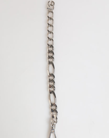 Bracelet Dolce &amp; Gabbana en laiton argenté avec fermoir mousqueton et logo DG