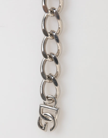 Bracelet Dolce &amp; Gabbana en laiton argenté avec fermoir mousqueton et logo DG