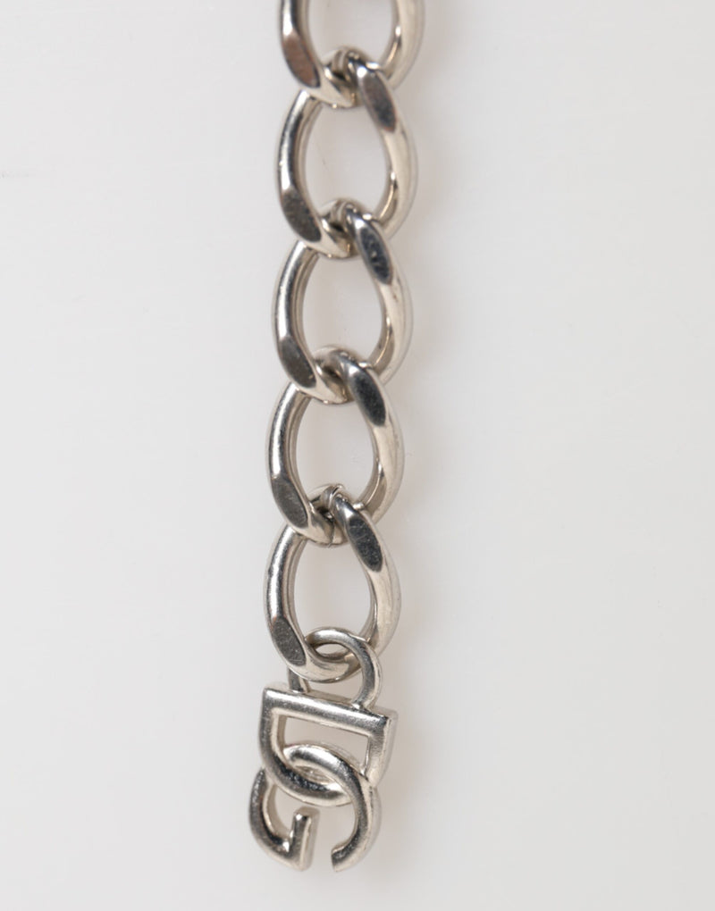 Bracelet Dolce & Gabbana en laiton argenté avec fermoir mousqueton et logo DG