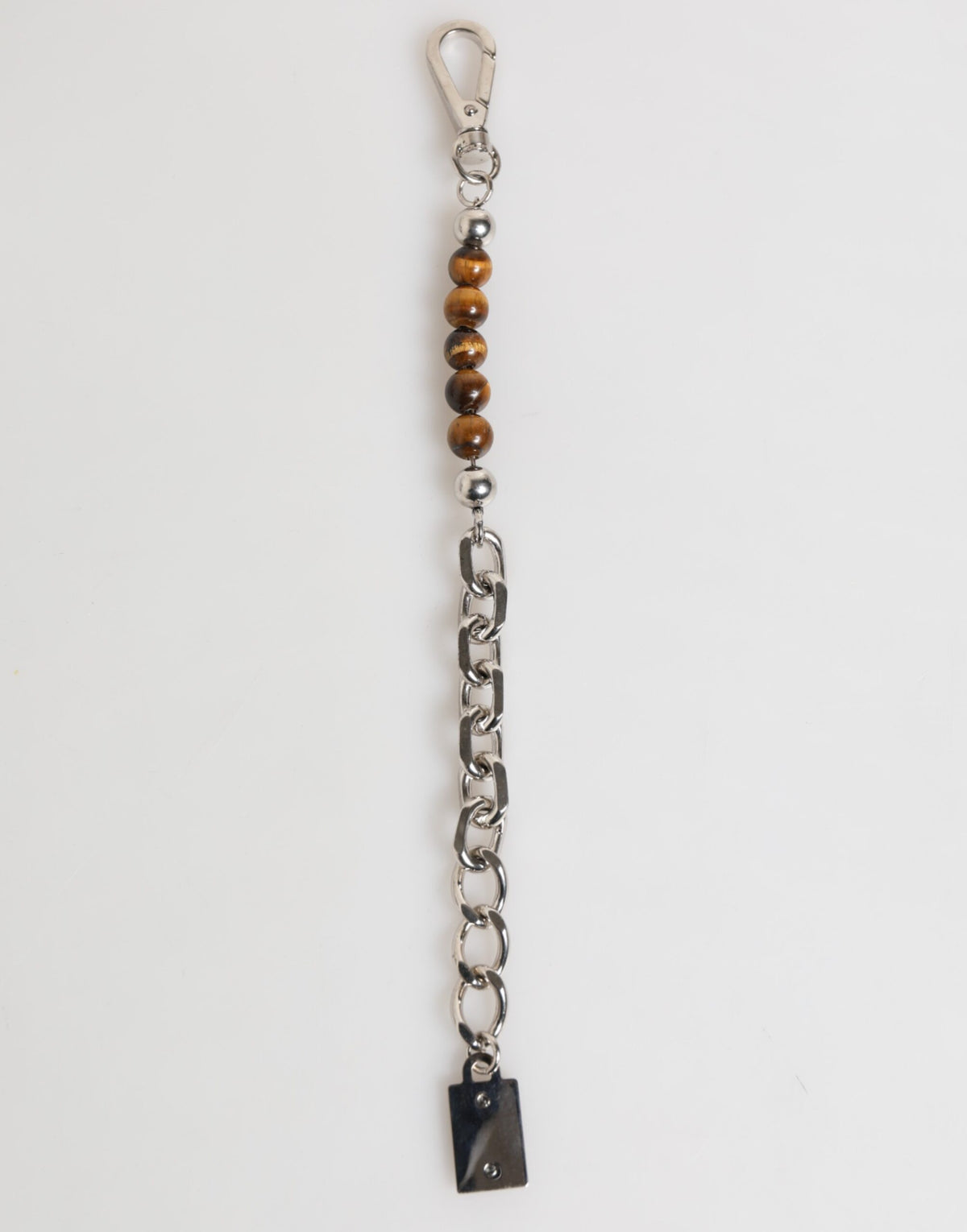 Bracelet Dolce & Gabbana pour homme avec chaîne en argent, fermoir mousqueton et perles en laiton et logo