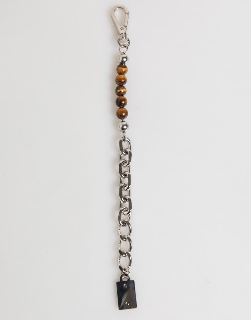 Bracelet Dolce & Gabbana pour homme avec chaîne en argent, fermoir mousqueton et perles en laiton et logo