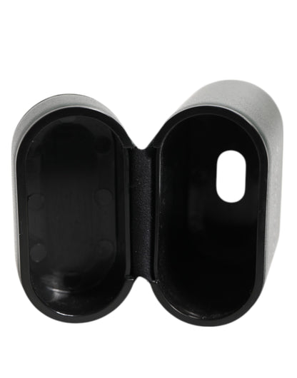 Dolce & Gabbana Zwarte Leren Logo Print Flip Houder Heren Airpods Case