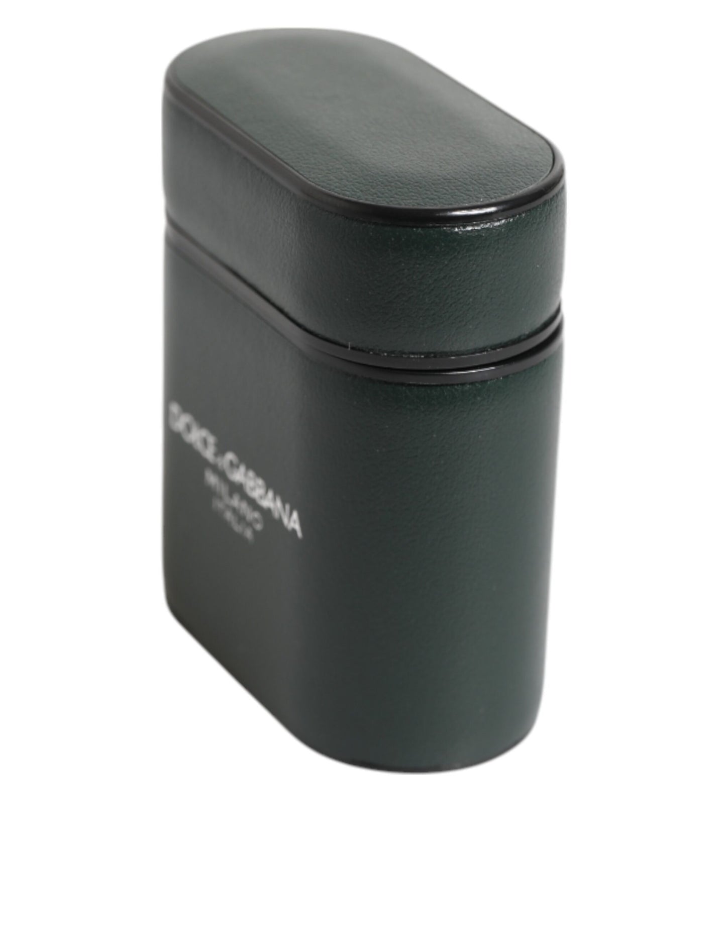 Dolce & Gabbana Zwarte Leren Logo Print Flip Houder Heren Airpods Case