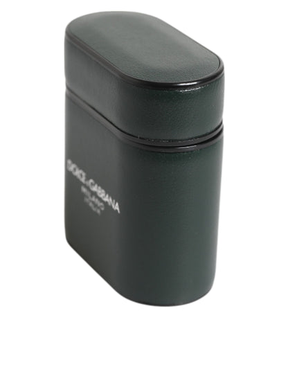 Dolce & Gabbana Zwarte Leren Logo Print Flip Houder Heren Airpods Case