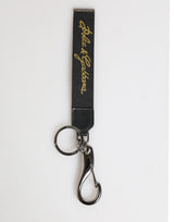 Porte-clés Dolce &amp; Gabbana en polyester noir et jaune avec logo DG argenté
