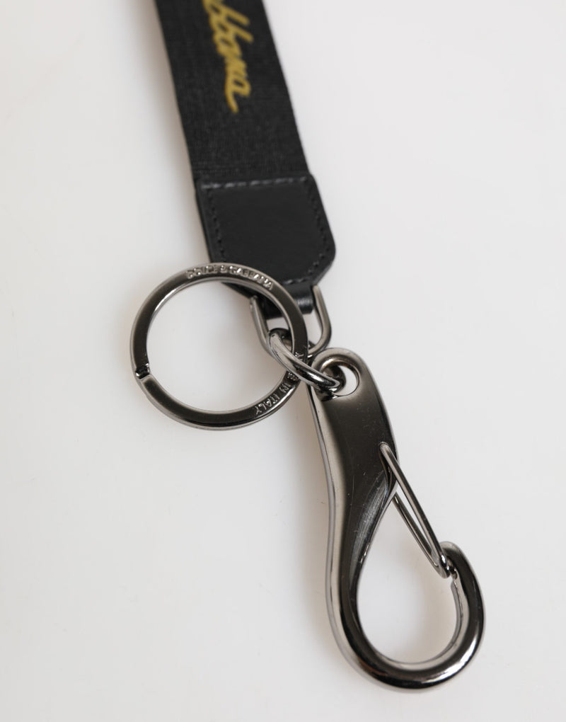 Porte-clés Dolce &amp; Gabbana en polyester noir et jaune avec logo DG argenté