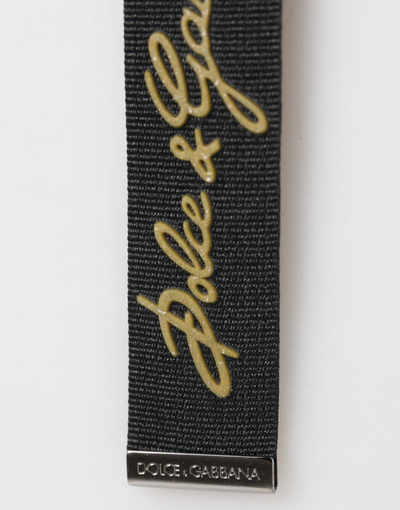 Porte-clés Dolce &amp; Gabbana en polyester noir et jaune avec logo DG argenté