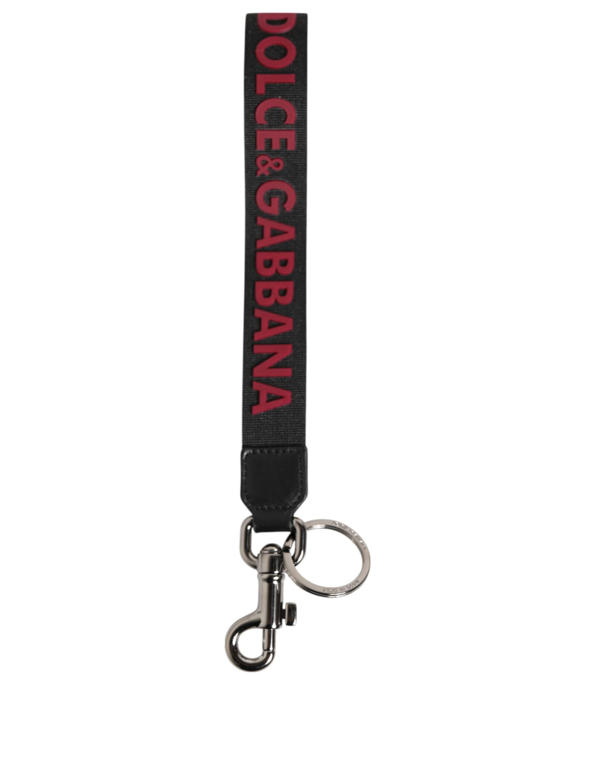 Porte-clés Dolce &amp; Gabbana en polyester argenté avec logo DG noir et rouge pour homme