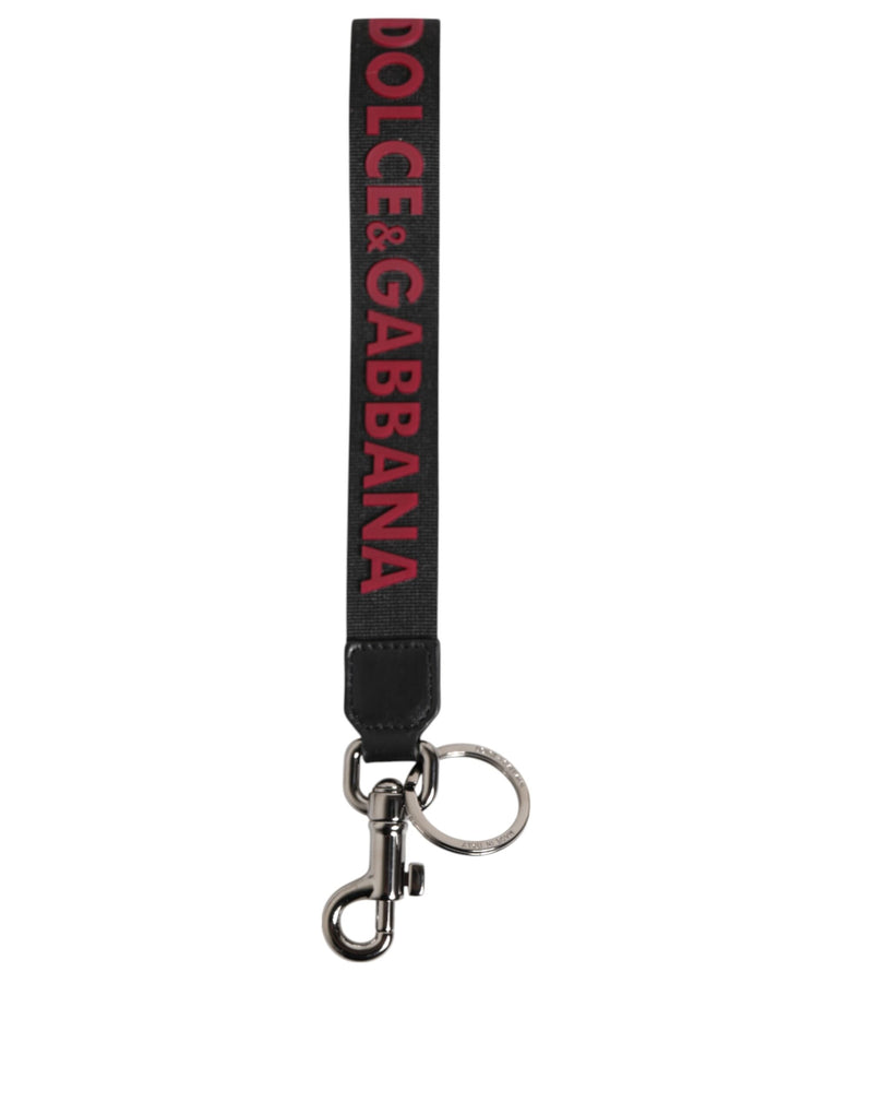 Dolce &amp; Gabbana Zwart Rood DG Logo Polyester Zilveren Heren Sleutelhanger Sleutelhanger