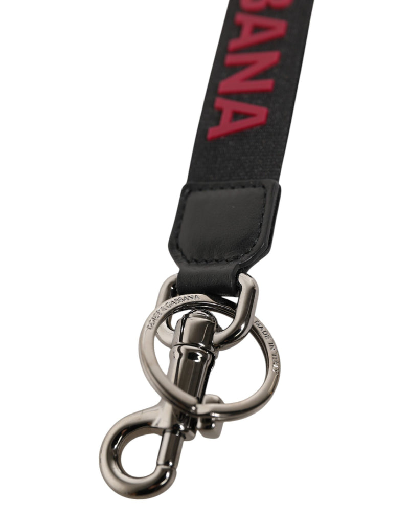 Dolce &amp; Gabbana Zwart Rood DG Logo Polyester Zilveren Heren Sleutelhanger Sleutelhanger