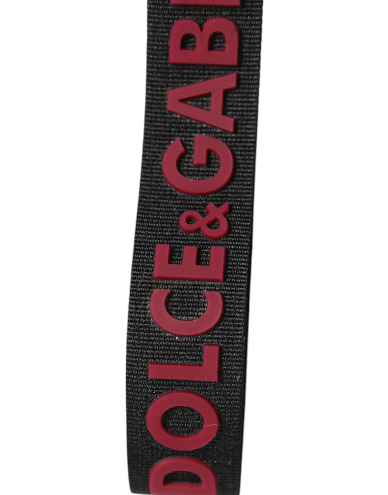 Dolce &amp; Gabbana Zwart Rood DG Logo Polyester Zilveren Heren Sleutelhanger Sleutelhanger