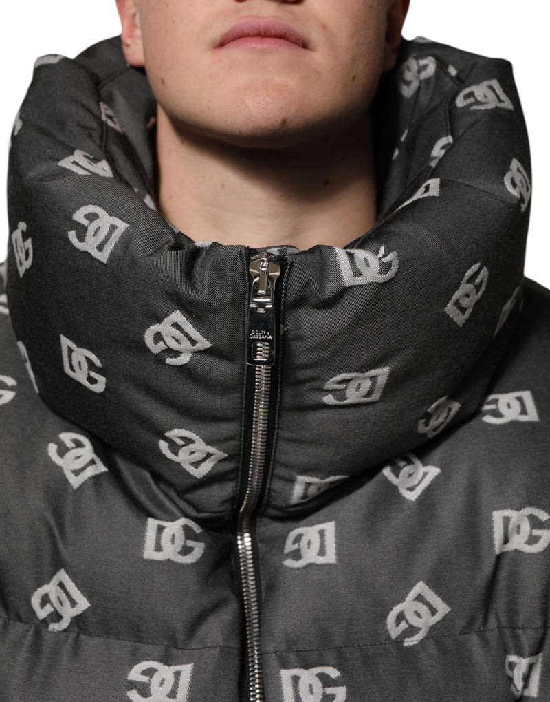 Veste Puffer à Fermeture Éclair avec Monogramme DG Noir de Dolce &amp; Gabbana pour Homme