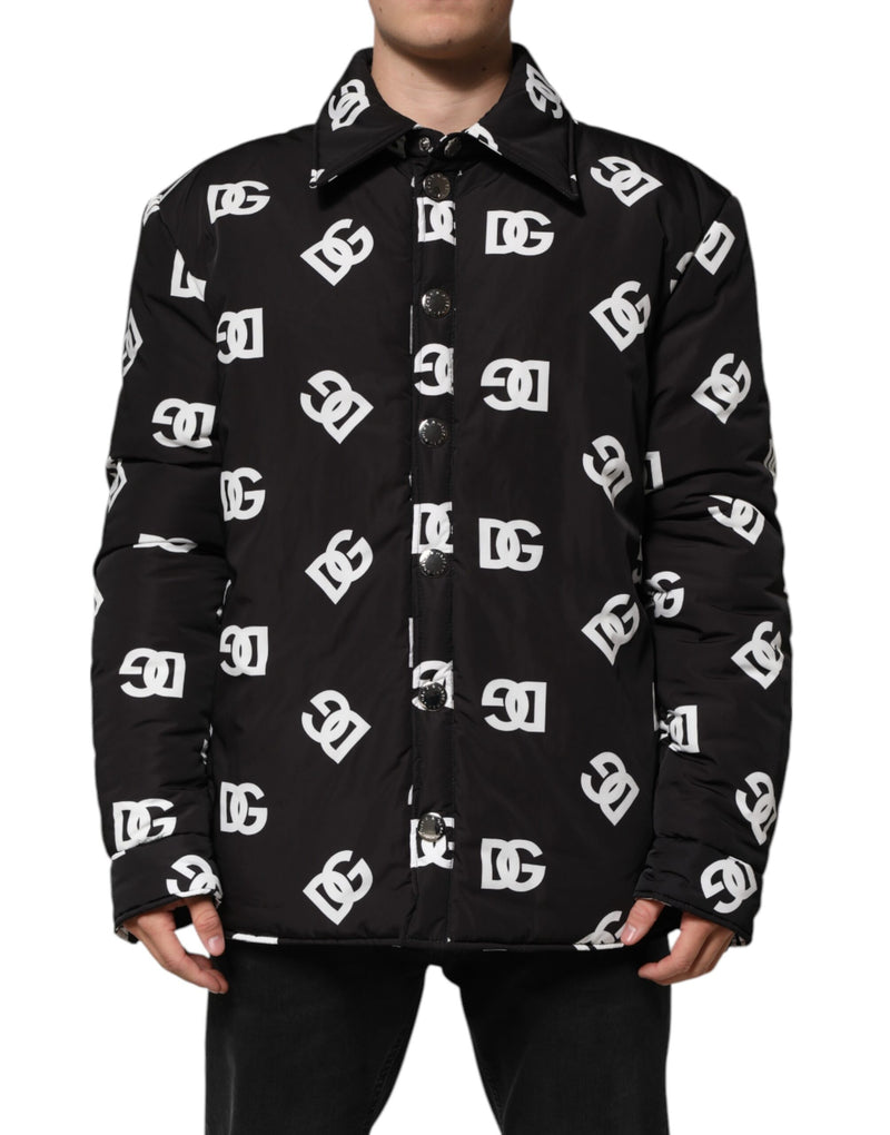 Veste coupe-vent en nylon noir avec monogramme DG de Dolce & Gabbana