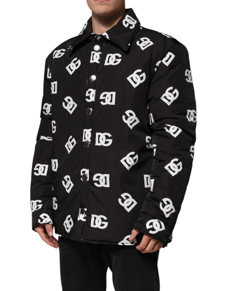 Veste coupe-vent en nylon noir avec monogramme DG de Dolce & Gabbana
