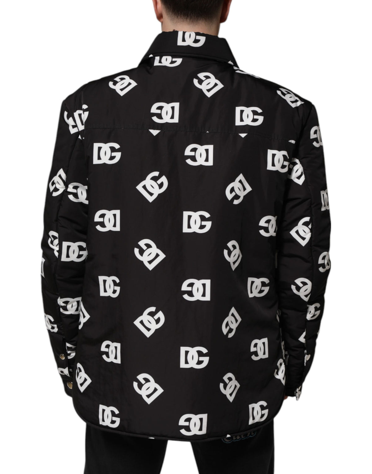 Veste coupe-vent en nylon noir avec monogramme DG de Dolce & Gabbana