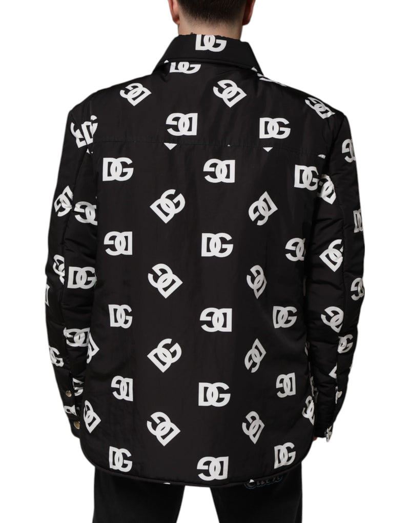 Veste coupe-vent en nylon noir avec monogramme DG de Dolce & Gabbana