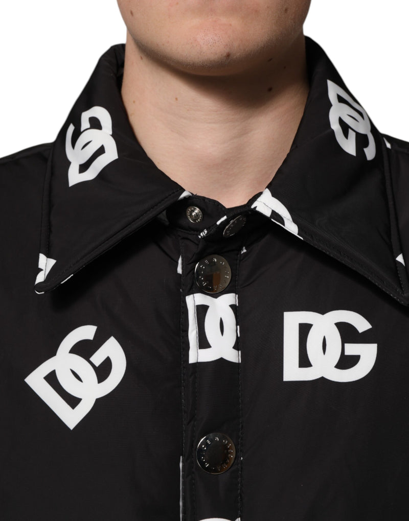 Veste coupe-vent en nylon noir avec monogramme DG de Dolce & Gabbana