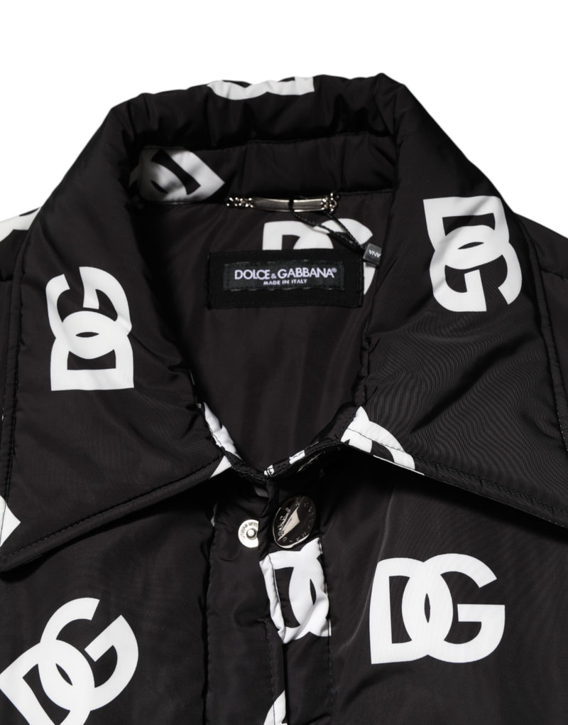 Veste coupe-vent en nylon noir avec monogramme DG de Dolce & Gabbana