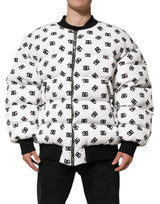 Veste matelassée à fermeture éclair intégrale blanche avec monogramme DG de Dolce & Gabbana