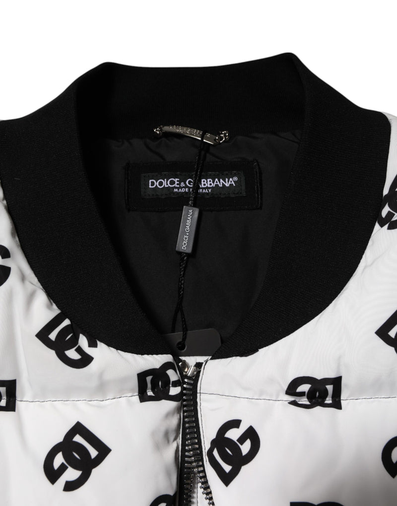 Dolce & Gabbana White DG Monogram Full Zip Quilted Jacket