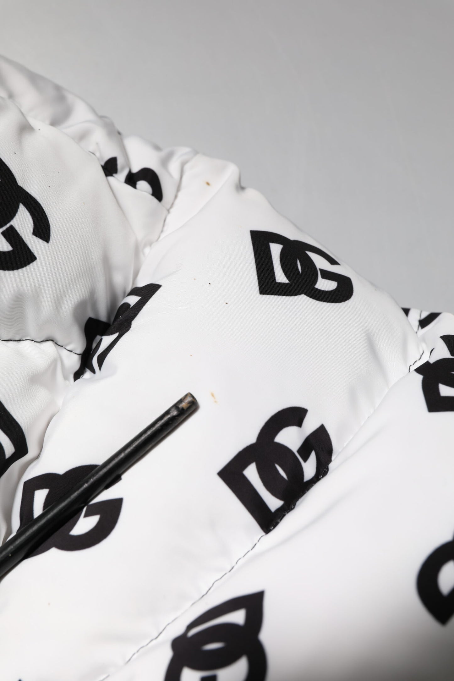 Dolce & Gabbana White DG Monogram Full Zip Quilted Jacket