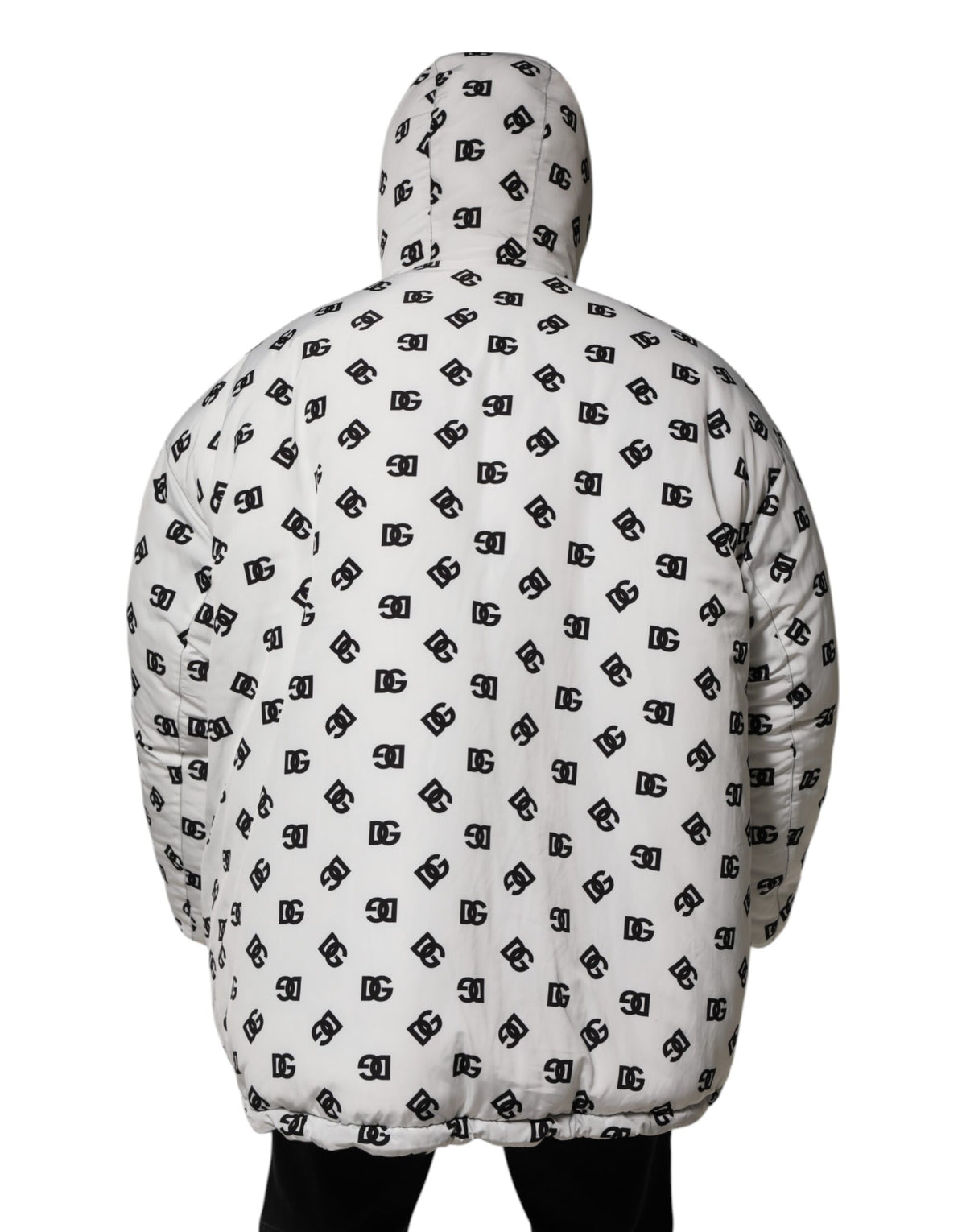 Veste d'hiver blanche à capuche avec monogramme DG de Dolce & Gabbana