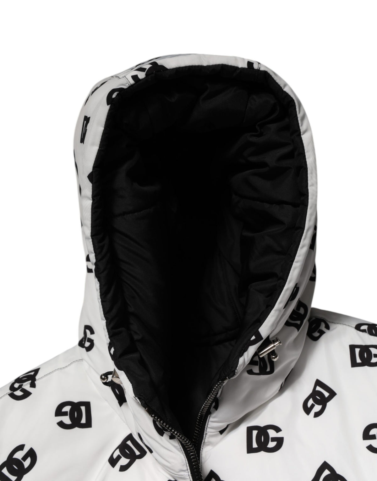 Veste d'hiver blanche à capuche avec monogramme DG de Dolce & Gabbana