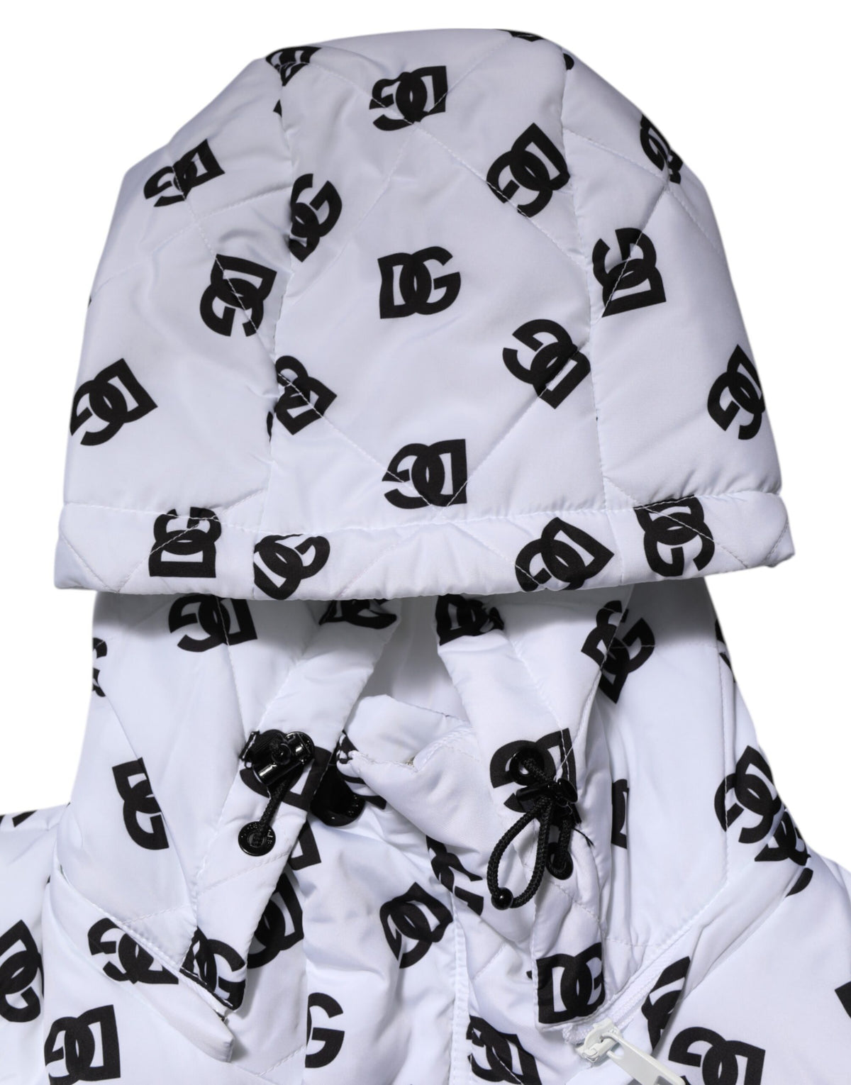 Veste matelassée à capuche blanche avec monogramme DG de Dolce & Gabbana