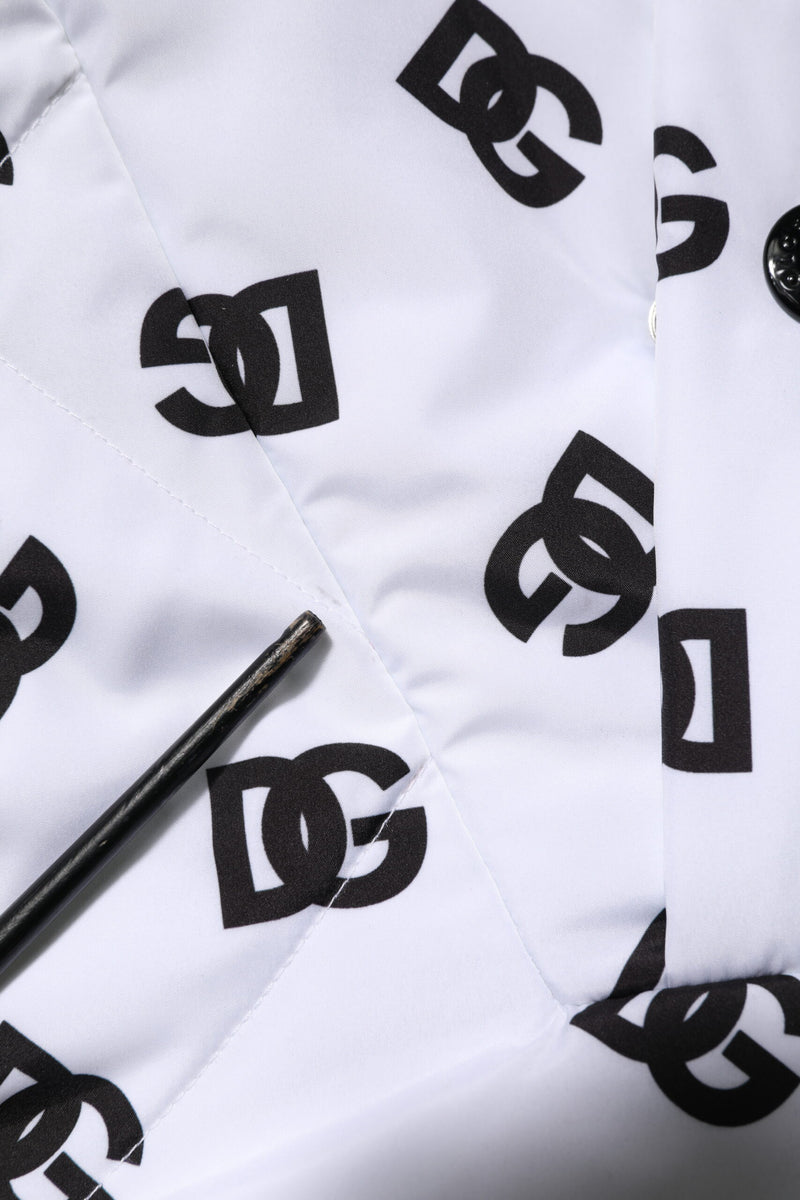 Dolce & Gabbana White DG Monogram Hooded Quilted Jacket